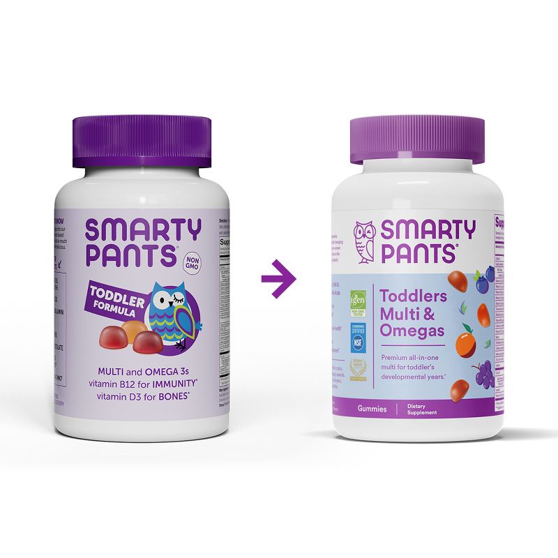 SmartyPants Toddler Multi &#38; Omega 3 Fish Oil Gummy Vitamins with D3, C &#38; B12 - 70 ct, 3 of 18
