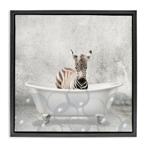 Stupell Industries Baby Zebra Bath Time, 25" x 25" - 1 of 4