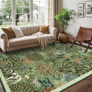 Runner Rug for Hallway, Washable Floral Throw Rug, Modern Jungle Animal Non Slip Indoor Mat, for Entryway, Laundry, Kitchen - 1 of 4