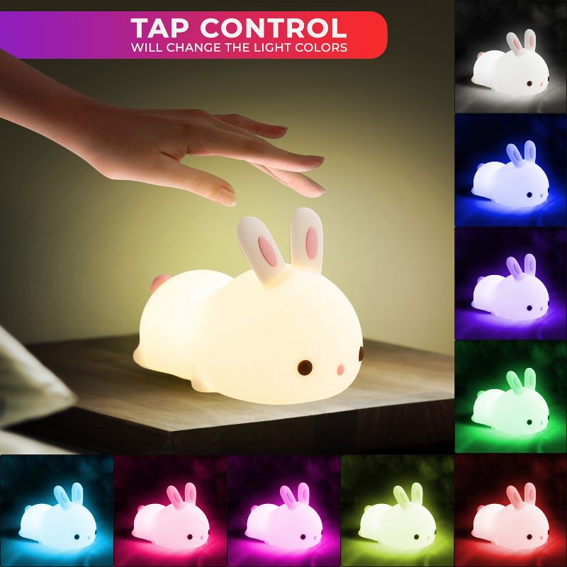 One Fire Bunny Night Light for kids, color changing night light, night light with remote, bunny room decor, cute gifts for kids girl, 5 of 9