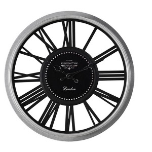 Cesicia 16" Round Wall Clock, Silver + Black, Home Decor - 1 of 4