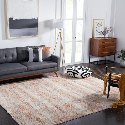 Beige and Rust Hand-Knotted Abstract 8' x 10' Area Rug