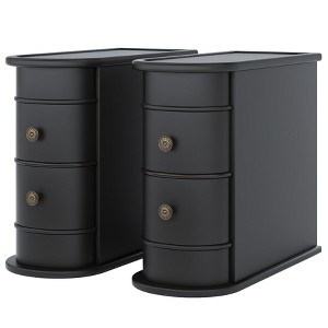 Wood 2-Drawer End Table, Narrow Side Table Slim Nightstand with Storage Bedside Accent Tables, No Assembly Required, Finished Back - 1 of 4
