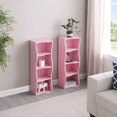 Kumasinova 7-Tier Modern Bookshelf with Wavy Border Design,Bookcase with Adjustable Shelves,Detachable Upper & Lower Units for Living Room