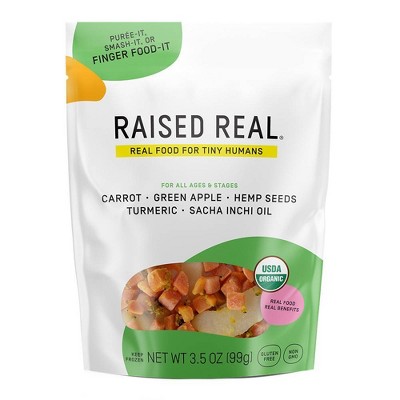 Raised Real Organic Gluten Free Frozen Carrot & Apple Frozen Baby and Toddler Food - 3.5oz