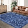 Area Rug Washable Rug Vintage Floral Non-Slip Low Pile - Machine Washable Non-Shedding Carpet for Living Room, Bedroom, Office & Dining - 2 of 4
