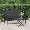 vidaXL Patio Bench with Cushion, Black 41.3" Poly Rattan - image 2 of 4