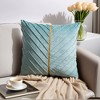 REGALWOVEN Velvet Throw Pillow Cover with Gold Striped Modern Pillowcase for Sofa Bedroom Living Room Home Decor 18 x 18 Inch 2 Pcs - 2 of 4