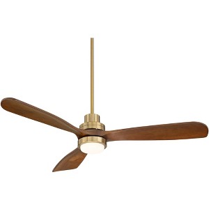 Casa Vieja 52" Delta Modern Indoor Ceiling Fan 3 Blade CCT LED Light Remote Control Soft Brass Finish Bedroom Living Room Kitchen DC Motor Decorative - 1 of 4