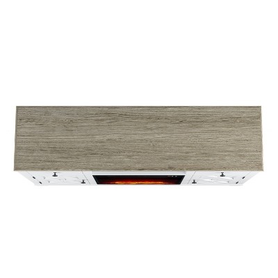 65" Off-White Farmhouse TV Stand with Electric Fireplace