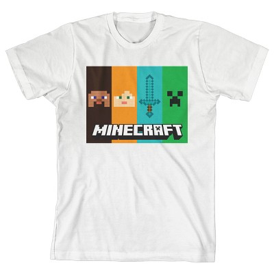 Minecraft Flat Panels Boy's White Tshirt : Target