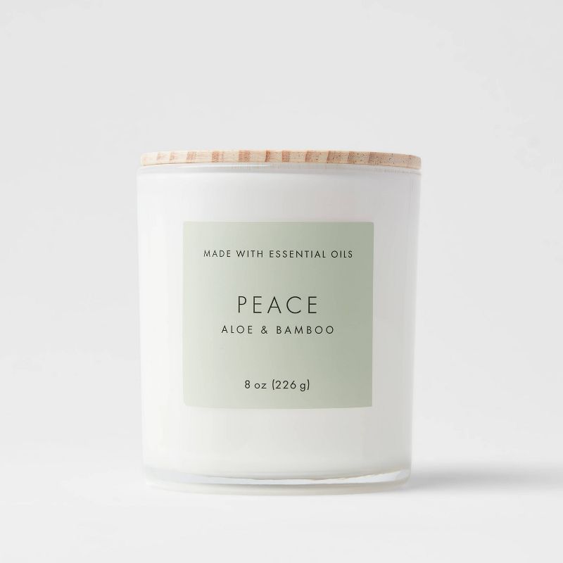 Wood Lidded Glass Wellness Peace Candle - Threshold™, 1 of 7
