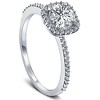 Pompeii3 1 Ct Cushion Halo Diamond & Moissanite Engagement Ring 14k White Gold Lab Created - image 2 of 4