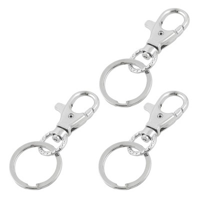 Unique Bargains Lobster Clasps Clousre Swivel Clips Key Ring 3 Pcs Silver Tone