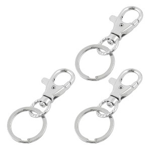 Unique Bargains Lobster Clasps Clousre Swivel Clips Key Ring 3 Pcs Silver Tone - 1 of 4
