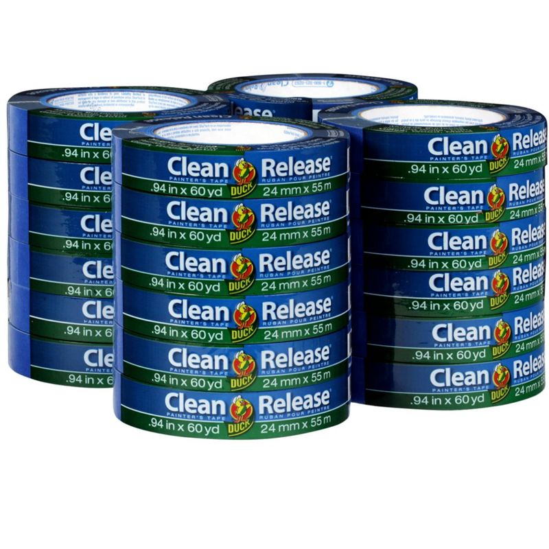 Duck Brand Clean Release Painters Tape, 1 Inch x 60 Yards, Blue, Pack of 24, 1 of 2