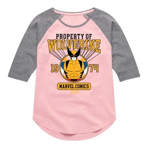 Girls' - Marvel - Property of Wolverine Shirt Tail Raglan Graphic T-shirt - 1 of 3
