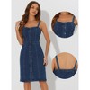 Allegra K Women's Button Down Sweetheart Neckline Sleeveless Summer Knee Length Denim Bodycon Sundress - 2 of 4