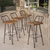 GDFStudio Dione Outdoor Acacia Wood and Iron 30 Inch Barstools (Set of 4), Brown - 2 of 4