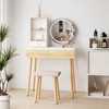 ELECWISH 31.5" Makeup Vanity Desk Set with LED Mirror & Stool - Adjustable 3-Tone Lighting, 2 Drawers, Storage Shelf, Soft-Padded Seat - 3 of 4