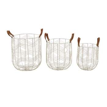 Set of 3 Metal Storage Baskets - Olivia & May