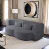 Modern Floor Sofa with 2 Pillows,Convertible Teddy Fabric Foam-Filled Sleeper Sofa Bed,15" Full Size Folding Mattress - Leovsnove - 2 of 4