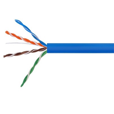 Monoprice Cat5e Ethernet Bulk Cable - 500 Feet - Blue | Network Internet Cord - Solid, 350Mhz, UTP, CMR, Riser Rated, Pure Bare Copper Wire, 24AWG