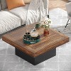 35.4in Farmhouse Square LED Coffee Table ¨C Rustic Brown Modern Center Table Top & Black Base, Low Cocktail Table for Living Room Entertainment - 4 of 4