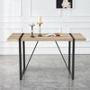 Lyngins Rectangular Kitchen Table for 4-6 Person,Modern Dining Table with Black Metal Legs for Kitchen,Living Room - 2 of 4