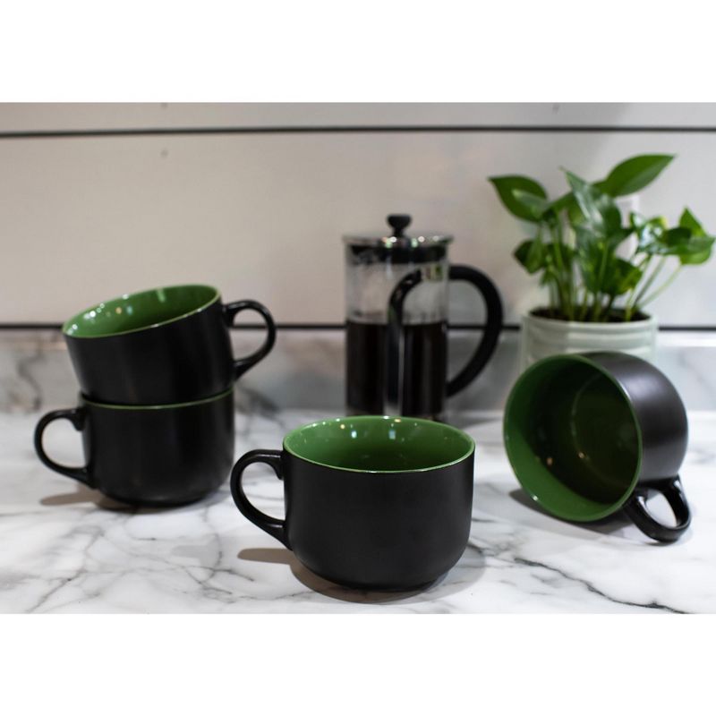Elanze Designs Large Color Pop 24 ounce Ceramic Jumbo Soup Mugs Set of 4, Green, 5 of 6
