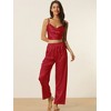 cheibear Women's Satin Cowl Neck Sleeveless Crop Cami Sleepwear with Pants Sliky Lounge Set - 4 of 4
