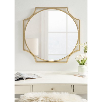 Modern Gold Scallop-Edged 28" Round Wall Mirror