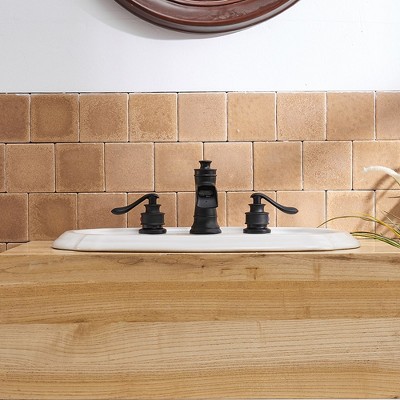 Matte Black 8-Inch Widespread Waterfall Bathroom Faucet