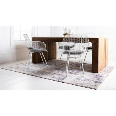 4' x 6' Blue Abstract Stain-Resistant Synthetic Rug