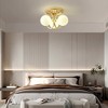 PAKOKULA 11.81 in. 3-Light Gold Farmhouse Semi-Flush Mount Ceiling Light with Frosted Glass Shade - 4 of 4