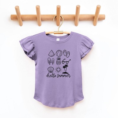The Juniper Shop Hello Summer Chart Toddler Flutter Sleeve Tee