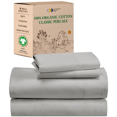 California Design Den  Bed Sheets Set - 100% Organic Cotton Percale, Deep Pocket