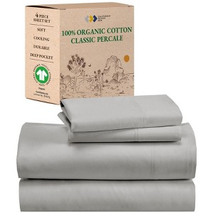 California Design Den  Bed Sheets Set - 100% Organic Cotton Percale, Deep Pocket - 1 of 4