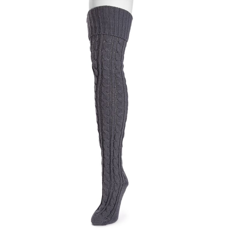 MUK LUKS Women's Cable Knit Over the Knee Socks, 3 of 6