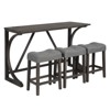 NicBex Dining Room Table Set for 3 Farmhouse Counter Height Table with MDF Tabletop, Wooden Frame, USB Ports and 3 Stools for Kitchen - 4 of 4