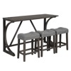 NicBex 59" Dining Table Set for 3 Bar Height Wooden Dining Table with Outlet with 3 Stools for Kitchen - image 3 of 4