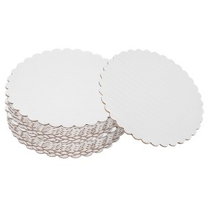 Unique Bargains Disposable Greaseproof Cardboard Scalloped Cake Platters 20 Pcs - 1 of 4