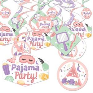 Big Dot of Happiness Pajama Slumber Party - Girls Sleepover Birthday Party Hanging Decor - Party Decoration Swirls - Set of 40 - 1 of 4