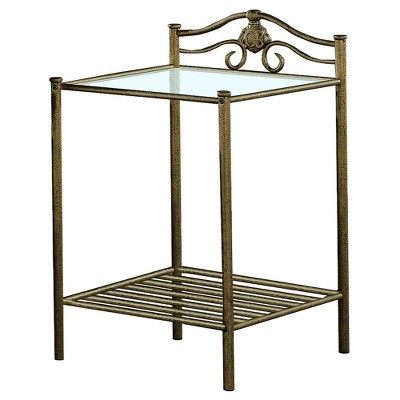 Coaster,Sydney Metal 2-shelf Nightstand Antique Brushed Gold