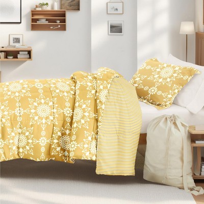8PC Campus Ready Dorm TwinXL Bedding Bundle, Patterned Comforter Set, Solid Sheet Set, Pillows and Laundry Bag - Becky Cameron