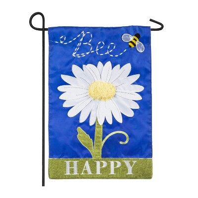 Evergreen Flag Bee Happy Daisy Garden Applique Flag