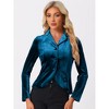 INSPIRE CHIC Women's Notched Lapel Long Sleeve Office Button Velvet Suit Blazer - 3 of 4