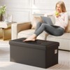 Pinmoco 15"/30"/43" Storage Ottoman Bench Folding Leather Bedroom Storage Bench with White Blanket and Side Pocket for Entryway Living Room - 2 of 4