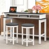 Tangkula Upholstered Bar Stool Set of 4 25" Counter Height Bar Chairs w/ Padded Cushion White & Grey - 3 of 4