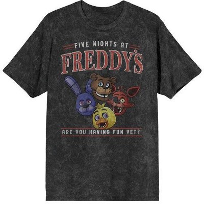 Five Nights At Freddy’s Having Fun Yet Women's Black Mineral Wash Oversized Crew Neck Short Sleeve T-shirt
